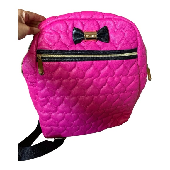 Betsey Johnson Large Backpack | Black & Fuchsia | 18” x 15” main image 4